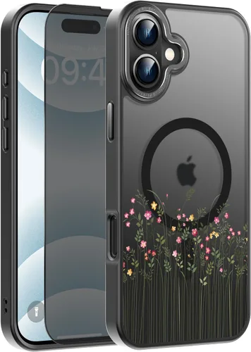 Vista 102 de Goodon para iPhone 15 Pro Max con protector de pantalla de privacidad, compatible con Magsafe, funda translúcida mate a prueba de golpes - Linda