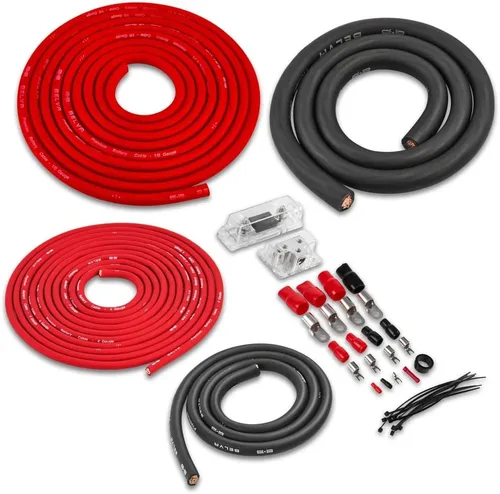 Vista 13 de Belva True 1/0 Calibre AWG Premium CCA Kit Completo de Cableado de Amplificador con Cable RCA OFC de 2 Canales - BAK02BL Azul