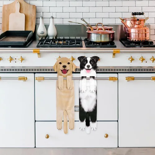 Vista 4 de AGRIMONY Border Collie - Divertidas toallas de mano para cocina, baño, perro, mamá, papá, regalos para mujeres, hombres, adolescentes, niños