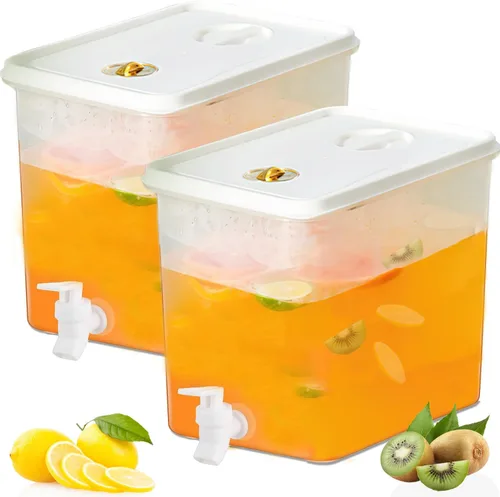 Vista 10 de Dispensador de bebidas para refrigerador, dispensador de bebidas de plástico con espita, recipiente de jugo sellado con pantalla de filtro, jarra