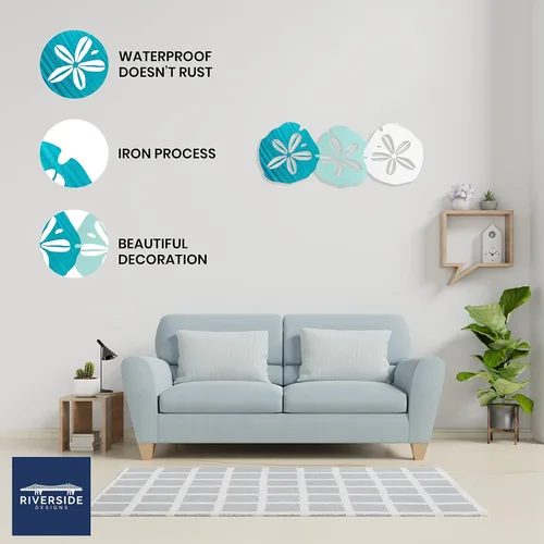 Vista 2 de Riverside Designs - Arte de decoración de pared de acero, con diseño de dólar de arena