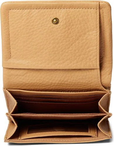 Vista 3 de HOBO Lumen - Cartera plegable mediana para mujer, cierre de solapa con botón a presión con construcción de cuero genuino, cartera compacta