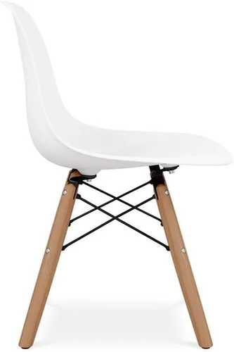 Vista 4 de Sillas de plástico y madera de 21.75 pulgadas para sala de juegos para niños en blanco (juego de 2)