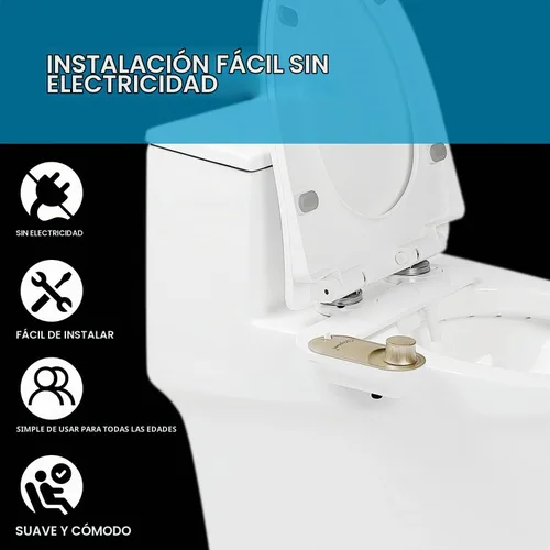 Vista 5 de GLIGAM Accesorio de bidé ultra delgado para inodoro, accesorio de bidé no Champán