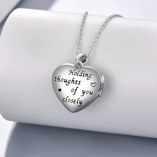 Vista 4 de POPLYKE Sterling Silver Locket Necklace That Holds Pictures Memory Locket Jewelry for Mom Daughter Grandma Mother's Day Gifts
