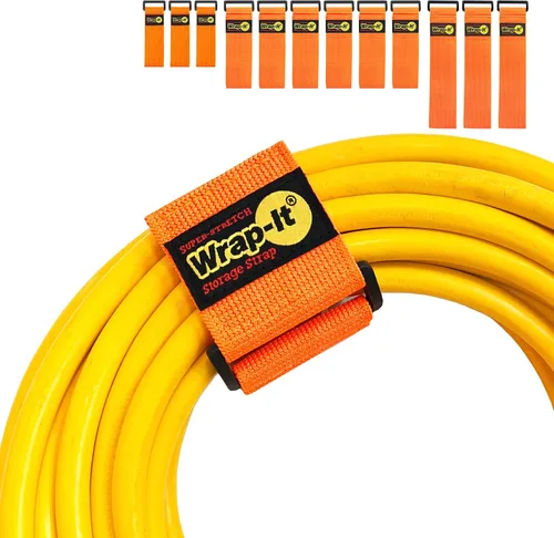 Vista 13 de Correas superelásticas Wrap-It Storage de 6 pulgadas (paquete de 12) – Correas elásticas de velcro – Organizador de cables de extensión, correa