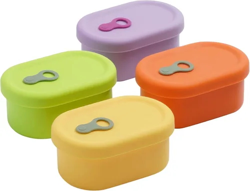 Vista 30 de Recipiente de comida de silicona coreana con ventilación de vapor, manzana verde 4pc