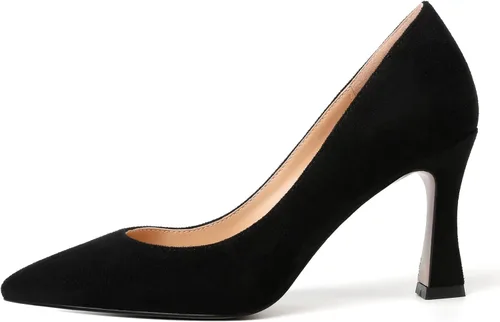 Vista 2 de AMBELIGHT Vestido sin cordones para mujer, puntera puntiaguda, tacón de aguja, tacón alto, zapatos de tacón alto de 3.3 pulgadas
