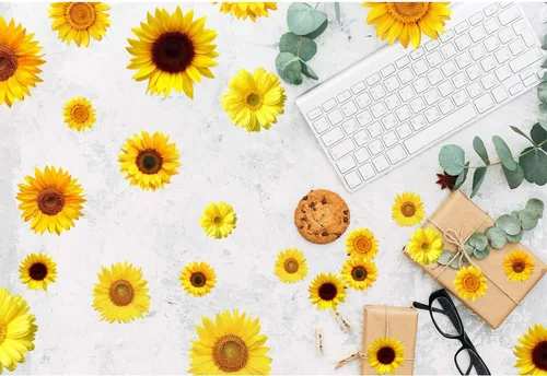 Vista 6 de Zonon 72 calcomanías de pared de girasol, calcomanías de pared extraíbles 3D impermeables, decoración autoadhesivas de primavera, decoración