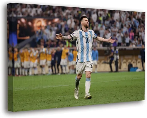 Vista 14 de SpiritualHands Lionel Messi - Póster en lienzo de Messi Argentina, póster de fútbol de Leo Messi para dormitorio de niños, 8 x 12 pulgadas, listo