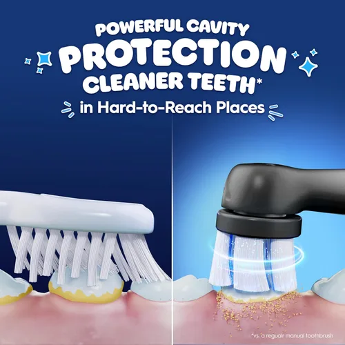 Vista 2 de Oral-B iO Kids Limitada Cepillo de dientes eléctrico recargable, Spiderman con 1 Cabezal de Cuidado Suave - Sensor Automático de Presión