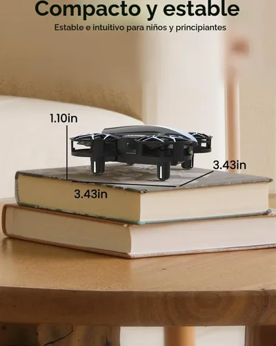 Vista 8 de SIMREX Mini dron para niños con giro de 360° y luces LED, cuadricóptero a control remoto, retención de altitud, despegue/aterrizaje con una tecla, 3