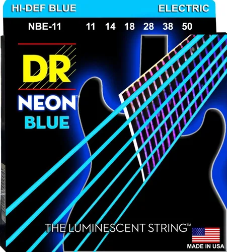 Vista 8 de DR Strings NBE-9 - Cuerdas para guitarra eléctrica de color azul neón de alta definición, cuerda ligera, 9-42