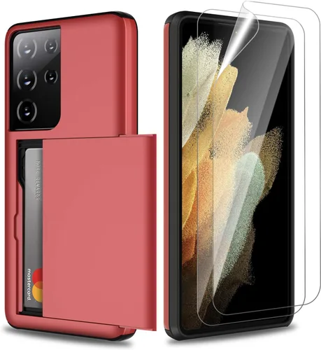 Vista 9 de ZUSLAB Funda tipo cartera compatible con Samsung Galaxy S21 Ultra 5G, con tarjetero y a prueba de golpes, antiarañazos, compatible con Samsung Oro
