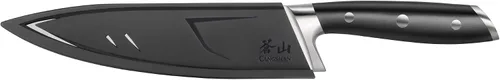 Vista 2 de Cangshan ALPS Series 502735 Cuchillo de chef forjado de acero alemán de 8 pulgadas con funda, color negro