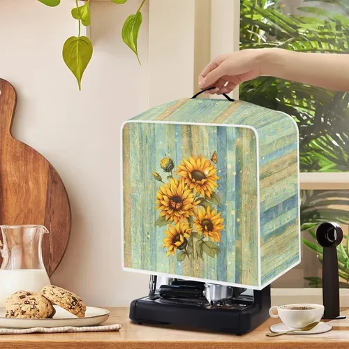 Vista 96 de Funda para cafetera, poliéster, azul, se adapta a la mayoría de máquinas de café estándar, protector resistente al polvo, huellas dactilares Playa