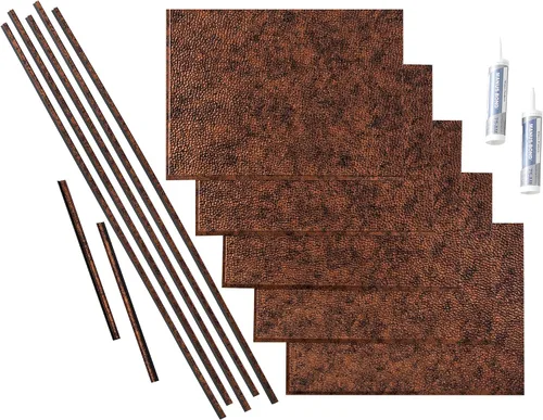 Vista 18 de FASÄDE Kit de protector contra salpicaduras de vinilo decorativo martillado de 15 pies cuadrados en bronce antiguo