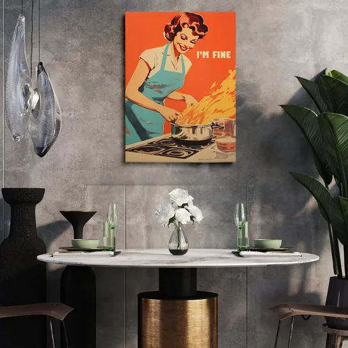 Vista 2 de Impresión retro de cocina – Divertido póster de los años 50, impresión retro de cocina, arte de pared de cocina feliz ama de casa, decoración retro