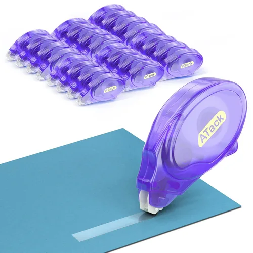 Vista 10 de ATack Rodillo de cinta adhesiva de doble cara, 0.3 x 360 pulgadas, paquete de 8, dispensador permanente de cinta adhesiva de doble cara para álbumes