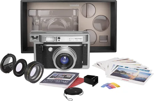 Vista 6 de Lomography Lomo'Instant Wide Camera & Lenses Monte Carlo Negro Cuero