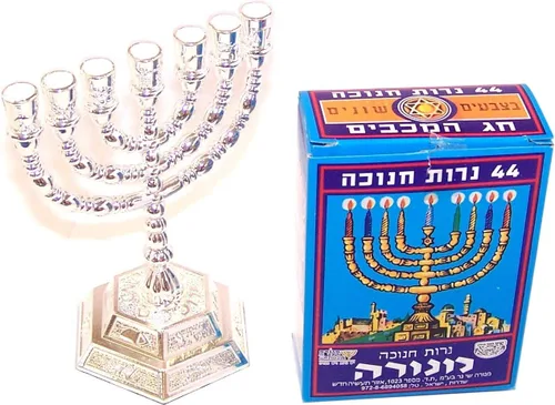 Vista 5 de Holy Land Market Candelabros Judíos Menorah - 7 Ramas - 12 Tribus de Israel Menorah (Cobre, 6.5 Pulgadas)