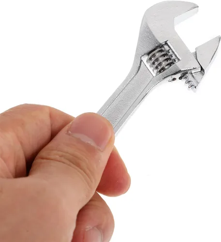 Vista 4 de Mini llave ajustable de 4 pulgadas y 2.5 pulgadas, llave negra con herramienta de moleteado manual de cadena para mantenimiento de reparación