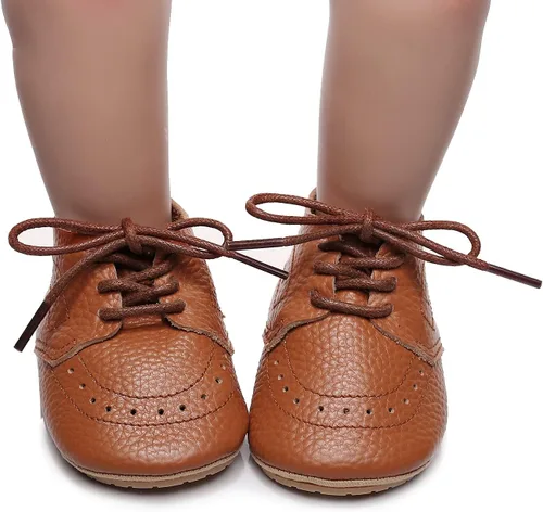 Vista 5 de Mocasines de cuero para bebés, niños y niñas, cómodos zapatos de vestir Oxford, zapatos de boda, zapatos para primeros pasadores, zapatos de cuna