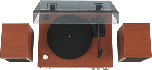 Vista 11 de Crosley Sistema de tocadiscos 1975T con Bluetooth, CD, AM/FM y altavoces incluidos, nogal