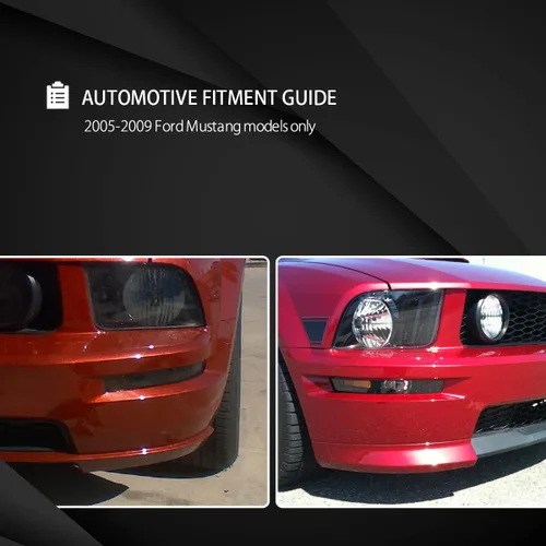 Vista 5 de Autozensation Compatible con Ford Mustang Gt V6 L+R 2005-2009, carcasa negra, luces de parachoques de lente transparente