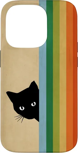 Vista 17 de Black Kitty Cat - Retro Vintage Rainbow Phone Case for iPhone 17