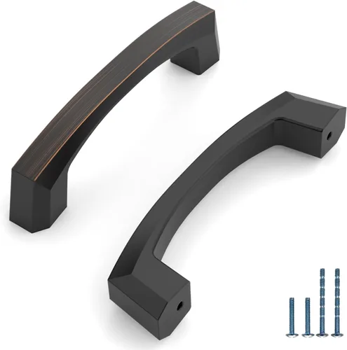 Vista 33 de Paquete de 10 manijas de gabinete de cocina de 3 pulgadas (76mm) color latón envejecido, accesorios para cajones de gabinete de cocina, tiradores