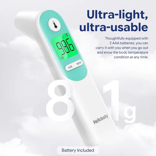 Vista 9 de Hellobaby Termómetro para bebé 3 en 1, oreja y frente con alerta ajustada