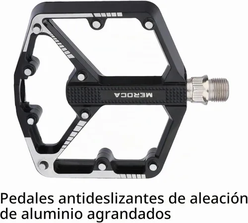 Vista 4 de MEROCA Pedales de bicicleta de montaña Pedales de aluminio DU+ Perrin Pedales de aluminio Estriberas