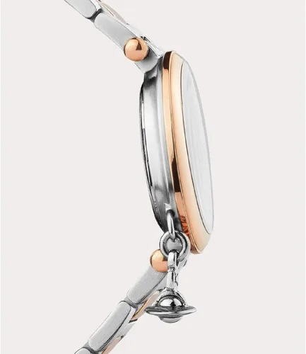Vista 2 de Vivienne Westwood Reloj de cuarzo Orb para mujer con esfera plateada analógica y pulsera de acero inoxidable