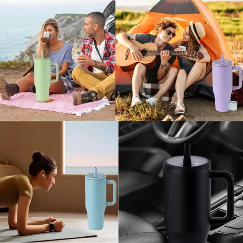 Vista 7 de Paquete de 2 tapas abatibles para vasos de 40 onzas, de repuesto, compatibles con Stanley Quencher, a prueba de fugas, resistentes a salpicaduras