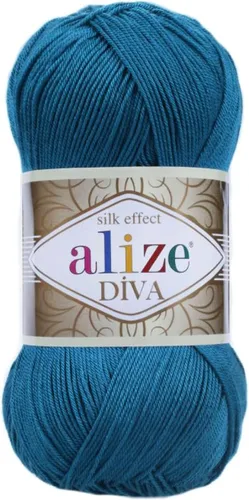 Vista 43 de Alize Diva Silk Effect 100% hilo acrílico de microfibra, 1 madejas de bola de 3.53 oz 383yds color (1 - crema)