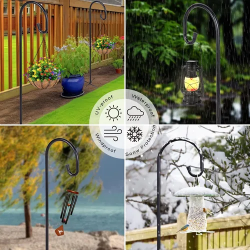 Vista 3 de Shepherd-Hooks Adjustable for Bird-Feeder Lantern Plant-Hook Garden-Stake - Plant Stand Hanger for Outdoor Flower Basket, Bird Feeder Hanger
