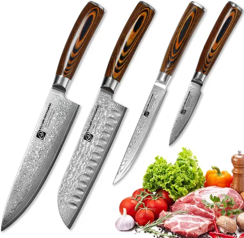 Vista 9 de Cuchillo de chef profesional de Damasco, 67 capas hecho a mano de 8 pulgadas, cuchillo de chef de Damasco, VG10 Super Steel Core