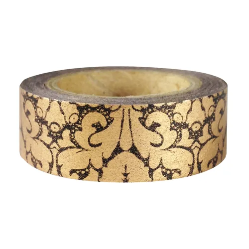 Vista 2 de Wrapables Damasco japonés washi cinta adhesiva - hoja vintage negra