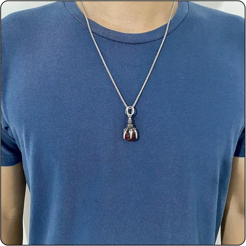 Vista 6 de Fusamk Punk Rock - Collar con colgante de bola de cristal de titanio con forma de dragón cadena de eslabones de 24 pulgadas