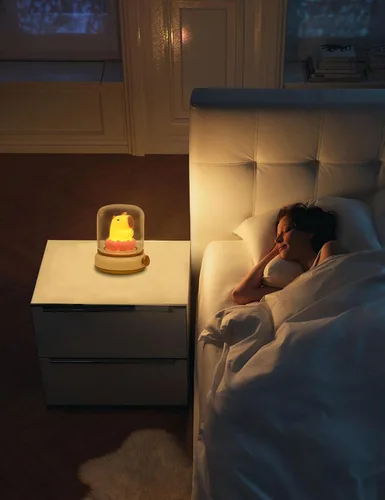 Vista 5 de WANIDEA Luz nocturna Lucky Capybara, bonita lámpara e iluminación acogedora, gira para ajustar el brillo, luz nocturna recargable para niños, regalo