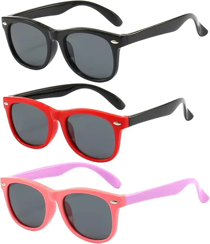 Vista 23 de FANNYGO Paquete de 3 lentes de sol polarizados para niños y niñas de 3 a 10 años Negro