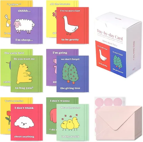 Vista 26 de Monolike Tarjeta Día a Día, 101 Seúl Doce Meses - Mezcla de 48 Mini Tarjetas Individuales, 24 sobres Paquete