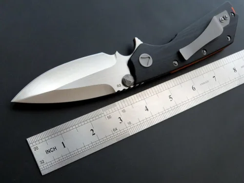 Vista 2 de Eafengrow EF335 Cuchillos plegables con hoja D2 y mango G10, cuchillo de bolsillo EDC de 5 pulgadas cerrado con clip (negro)