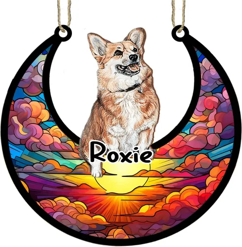 Vista 27 de LOVELYPOD Adorno de Navidad personalizado para perro pastor australiano, atrapasoles conmemorativo, adorno de Navidad de pastor australiano