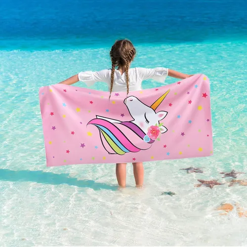 Vista 19 de WERNNSAI Toalla de playa para niños, 30 x 60 pulgadas, Axolotl de secado rápido, sin arena, toalla de playa para niñas, toalla de playa