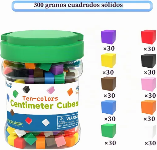 Vista 4 de EXBEPE Geométrico Sólidos 300 Piezas,Cubo de conteo de matemáticas,Bloques apilables de clasificación de colores de plástico para niños