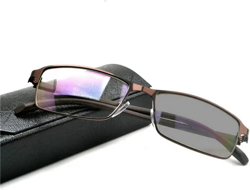 Vista 9 de Gafas de lectura con marco de metal de enfoque múltiple fotocromático progresivo para hombre de moda