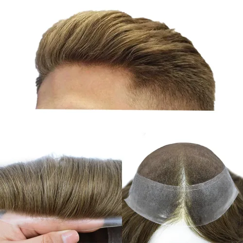 Vista 23 de Mens Toupee Hair Piece Real Cabello humano suave francés Encaje Toupee para hombres Sistema de reemplazo de cabello Hombres Hairpieces Hombres