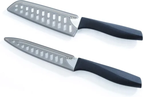 Vista 4 de Glad Juego de cuchillos con tabla de cortar, 5 piezas Cuchillos Santoku afilados y utilitarios con cubiertas de cuchillas y bloque de cortar
